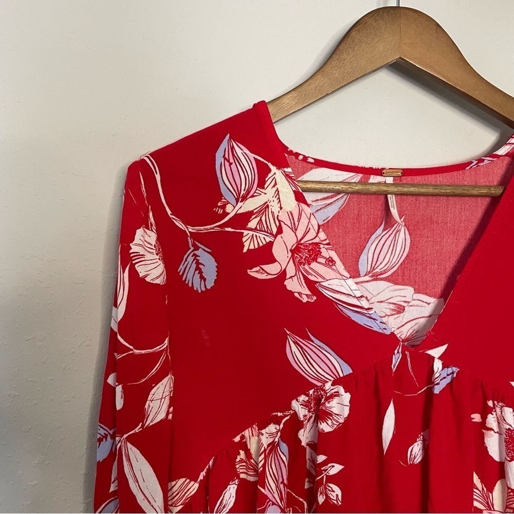 Free People Bella Red Floral Print Tunic - Picture 5 of 11